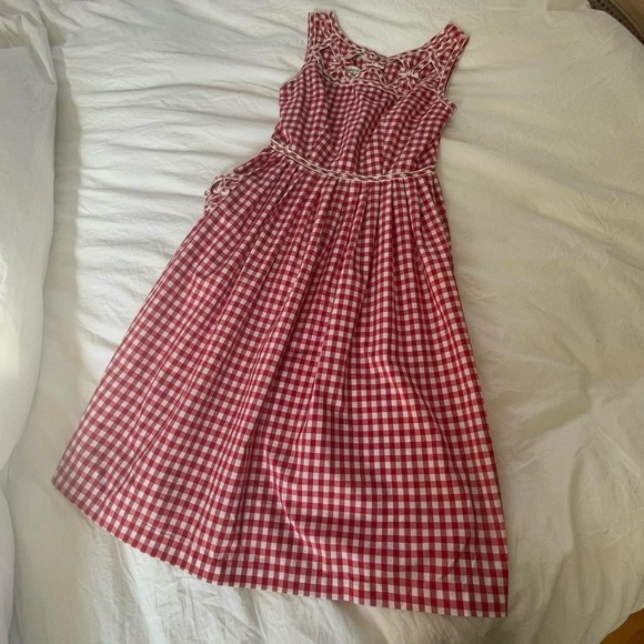 ♥️ UNIQUE VINTAGE • gingham swing dress w adorable cut out and bow details - Picture 3 of 8